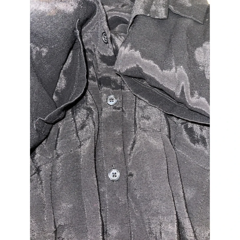 Banana Republic Mens Medium Black Jacquard Leopard Short Sleeve Button Up Shirt